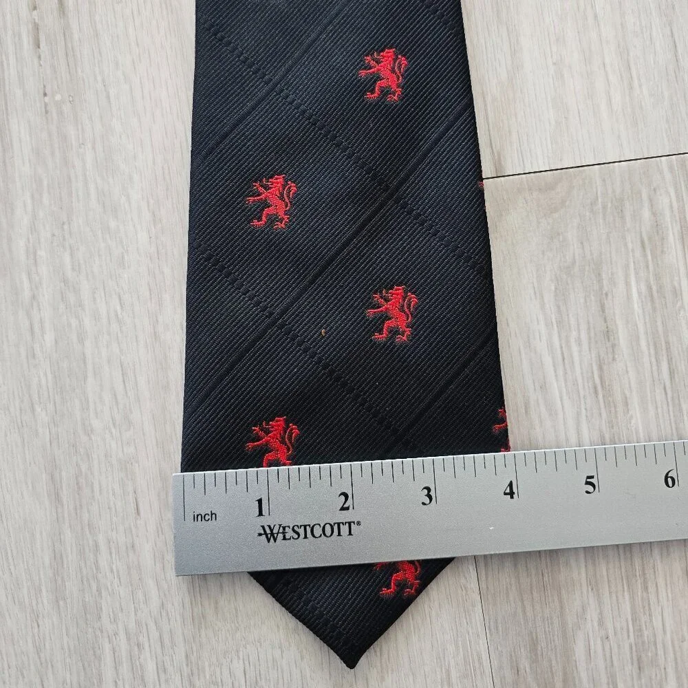 vintage Rosenblatts | Collegiate red lion black medium width retro tie | unisex